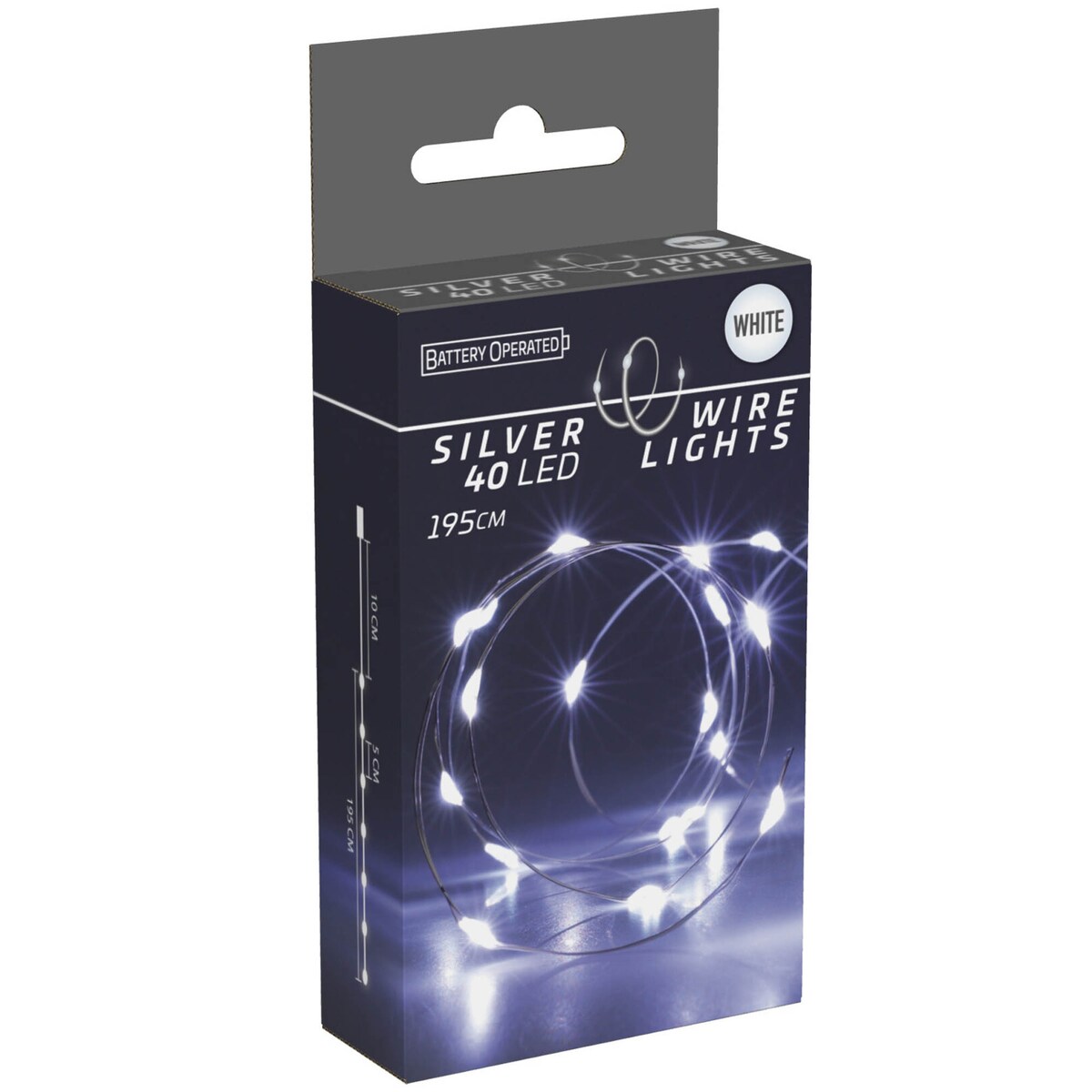 Lampki Druciki 40 Led Na Baterie Boże Narodzenie Zimna Biel 195 Cm