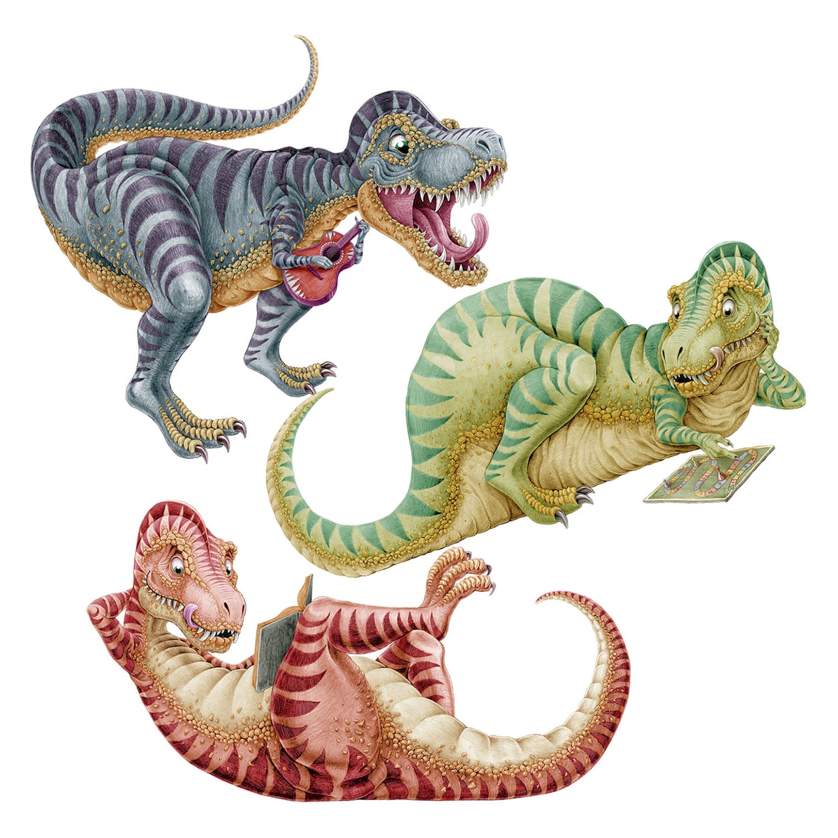 Zestaw naklejek na ścianę, Pastelowe dinozaury, 100cm