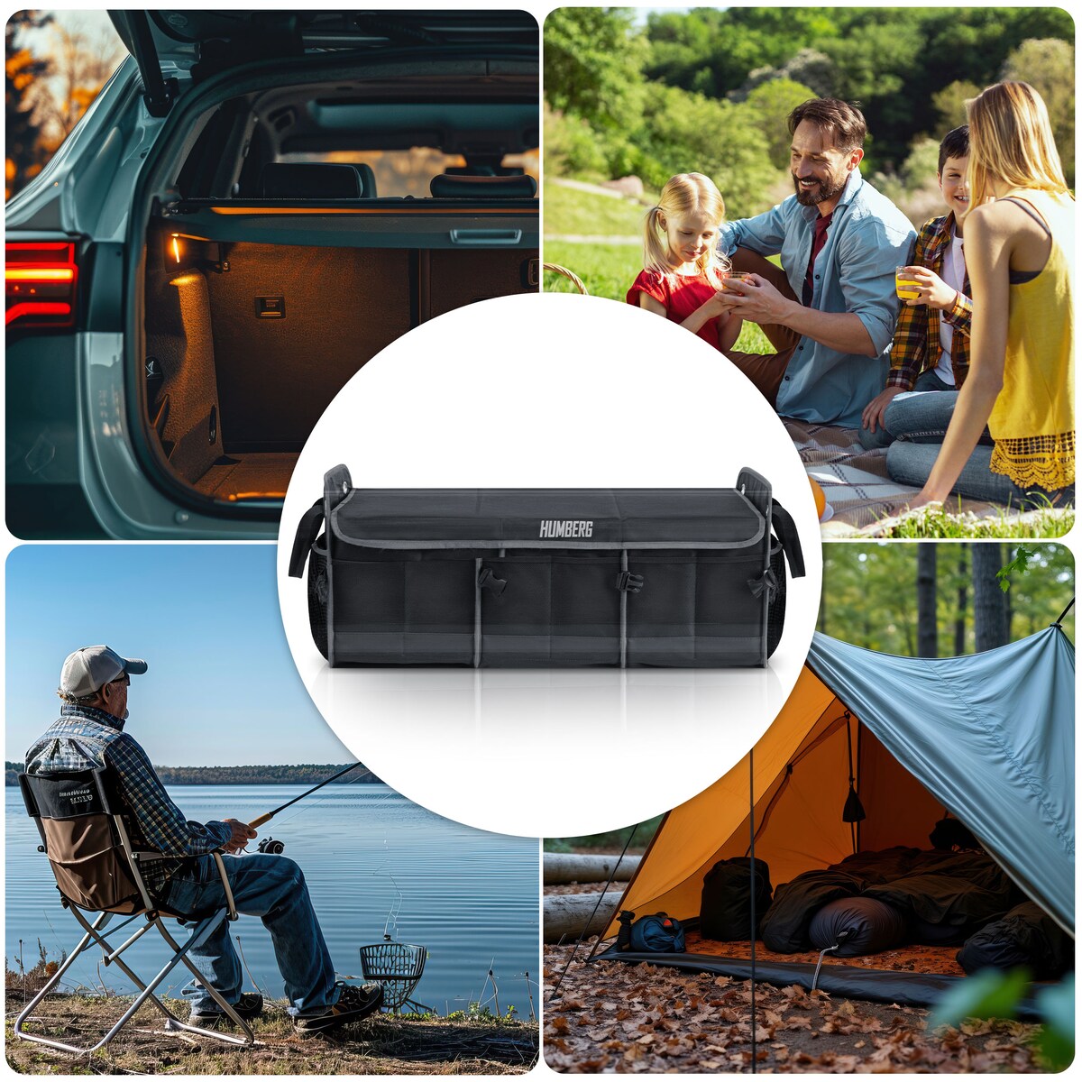 Organizer torba do bagażnika samochodu auta kufer usztywniony skrzynia na rzepy Humberg