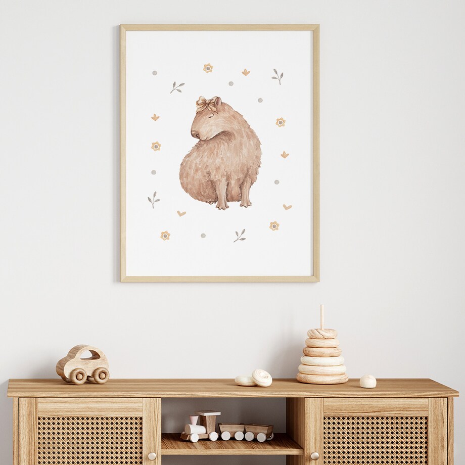 Plakat dla dzieci Kapibara z kokardką 50x70