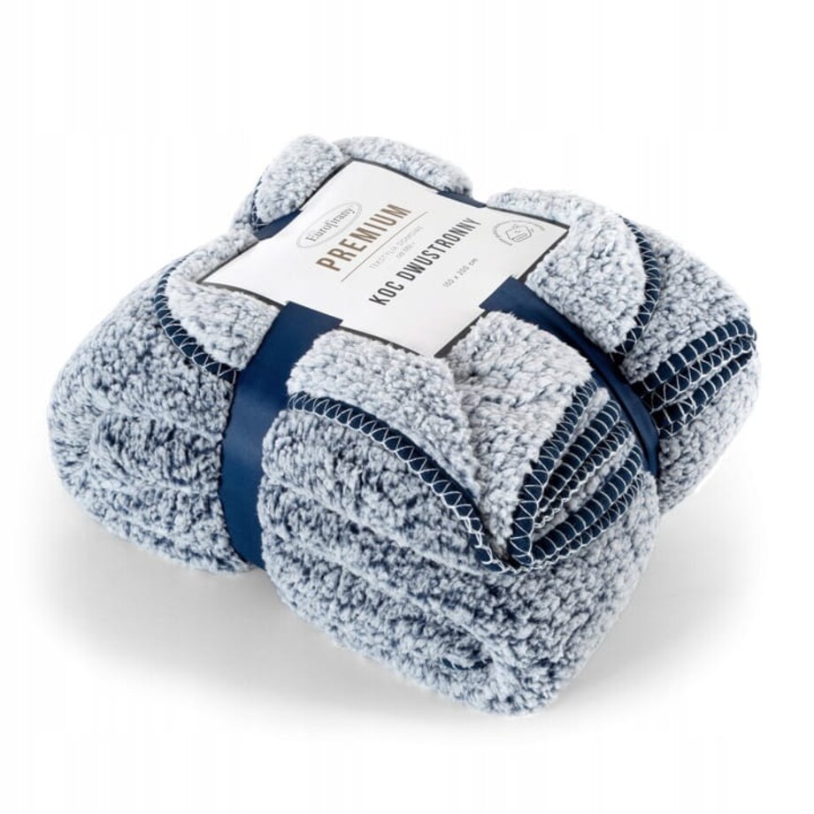 Koc 170x210 Narzuta na Łóżko Mikrofibra Baranek Koala Granat + Biały