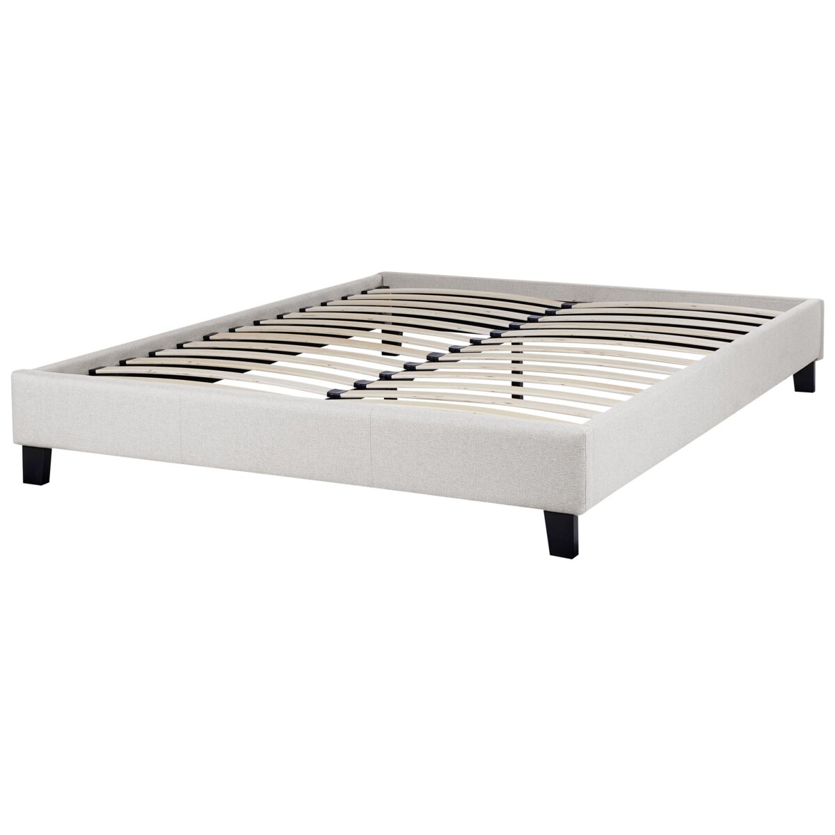 Łóżko jasnoszare tapicerowane ze stelażem 140 x 200 cm ROANNE