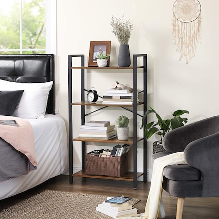 Regał Półka Na Książki 66X30X120 Cm Rustykalny Brąz, Czarny