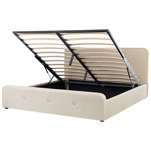 Łóżko z pojemnikiem tapicerowane 180 x 200 cm beżowe RENNES