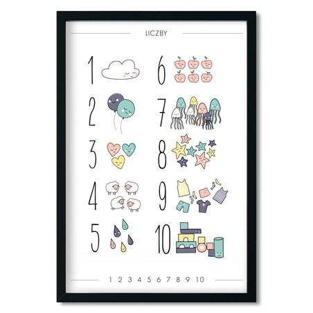 Plakat dla dzieci Liczby pastelowe 30x40