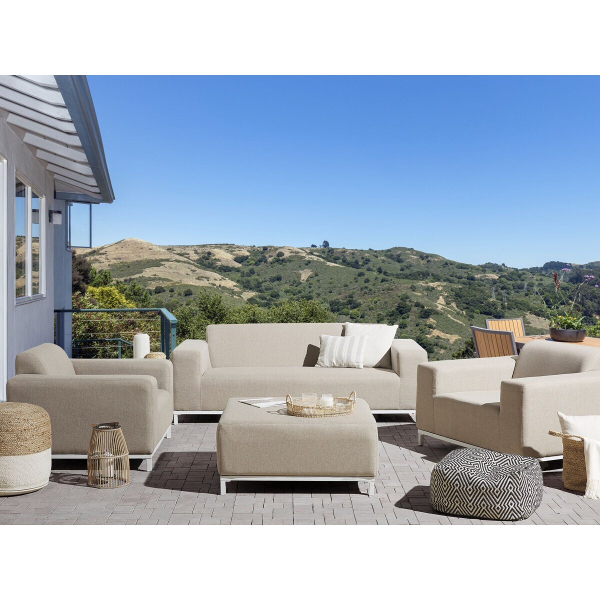 Zestaw ogrodowy tapicerowany 5-osobowy beżowy z białym ROVIGO