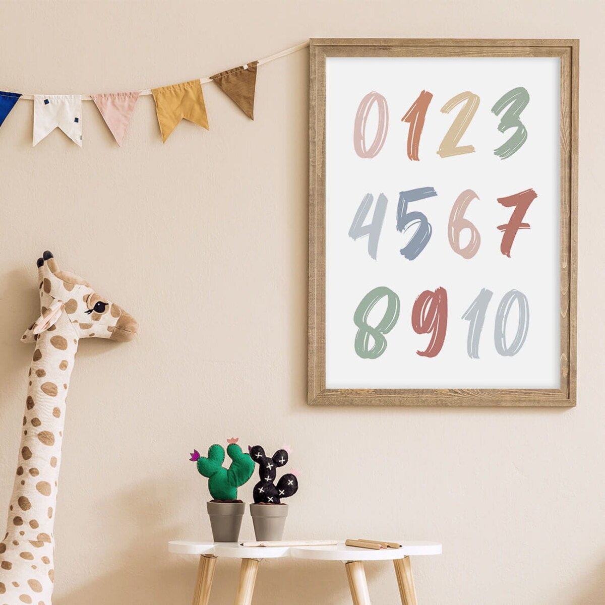 Plakat dla dzieci Liczby boho 5 20x30