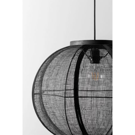 Lampa wisząca lniana czarna Zenna Ø50 cm
