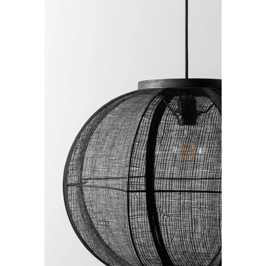 Lampa wisząca lniana czarna Zenna Ø50 cm
