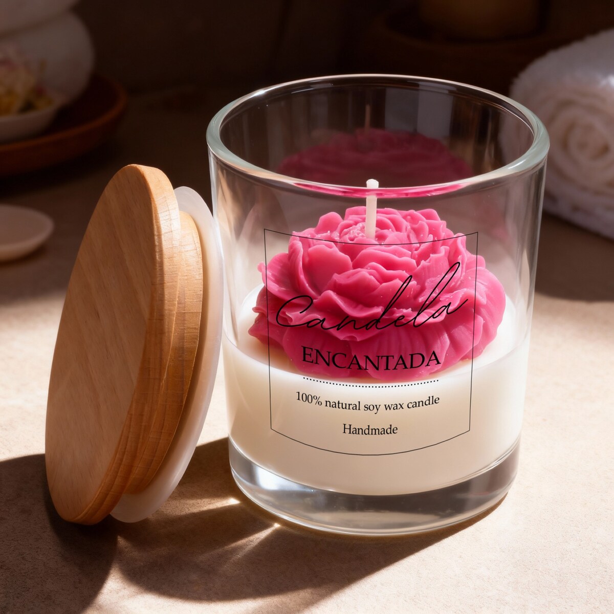 Świeca sojowa zapachowa PEONIA handmade prezent CANDELA ENCANTADA