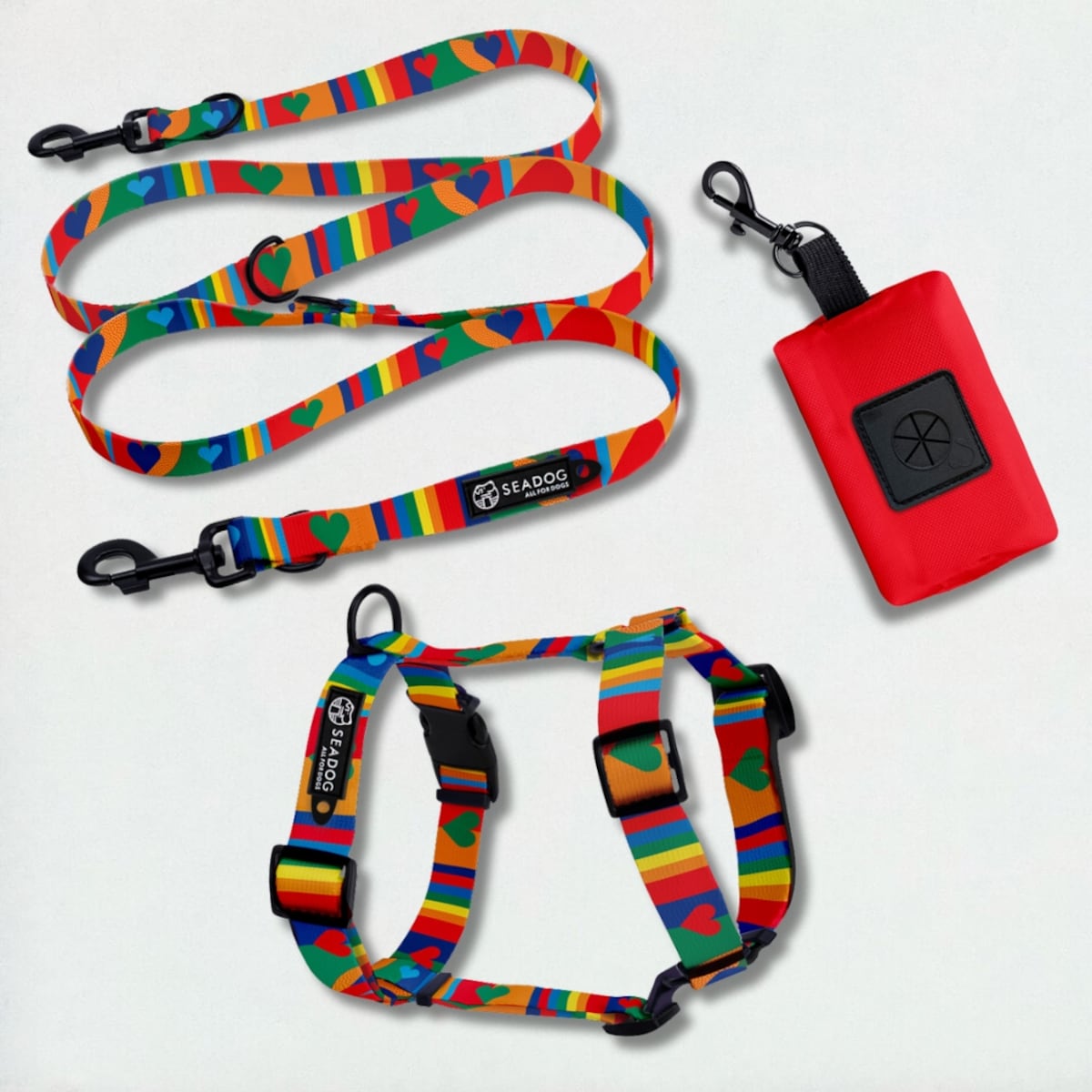 Zestaw: szelki guard, smycz i saszetka na kupoworki, rozmiar M