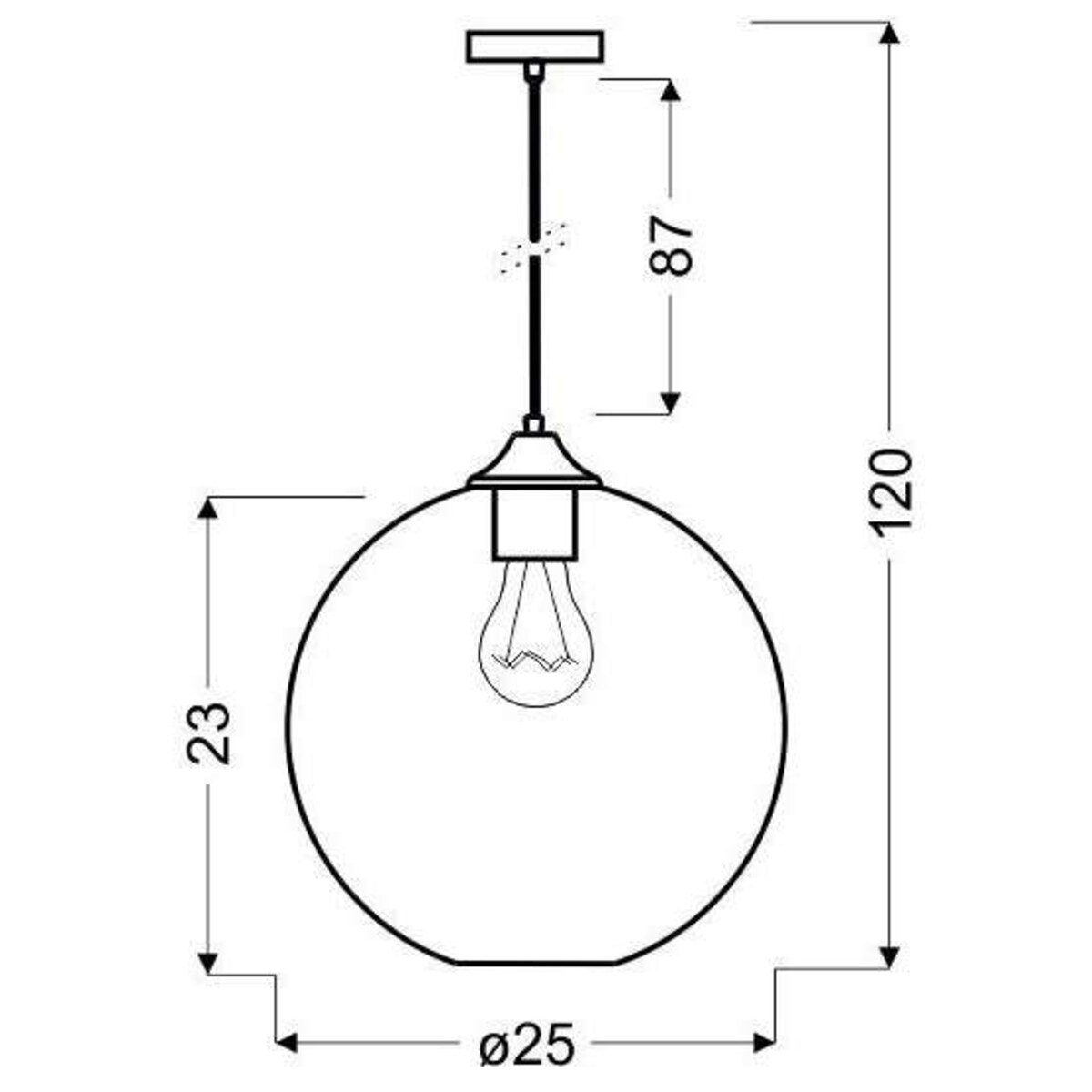 LAMPA wisząca EDISON 31-21397 Candellux kulista OPRAWA loftowy ZWIS szklana kula ball bursztynowa