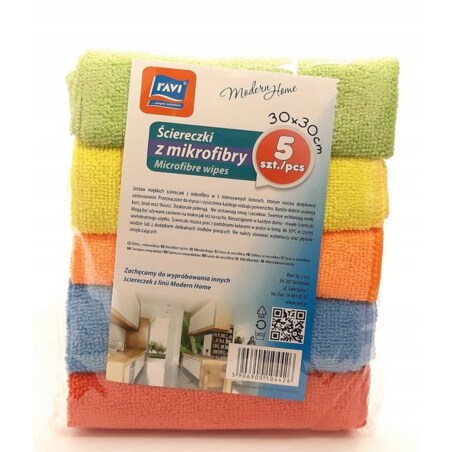 Zestaw ścierek 30x30cm 5szt mikrofibra do sprzątania mycia wycierania mebli