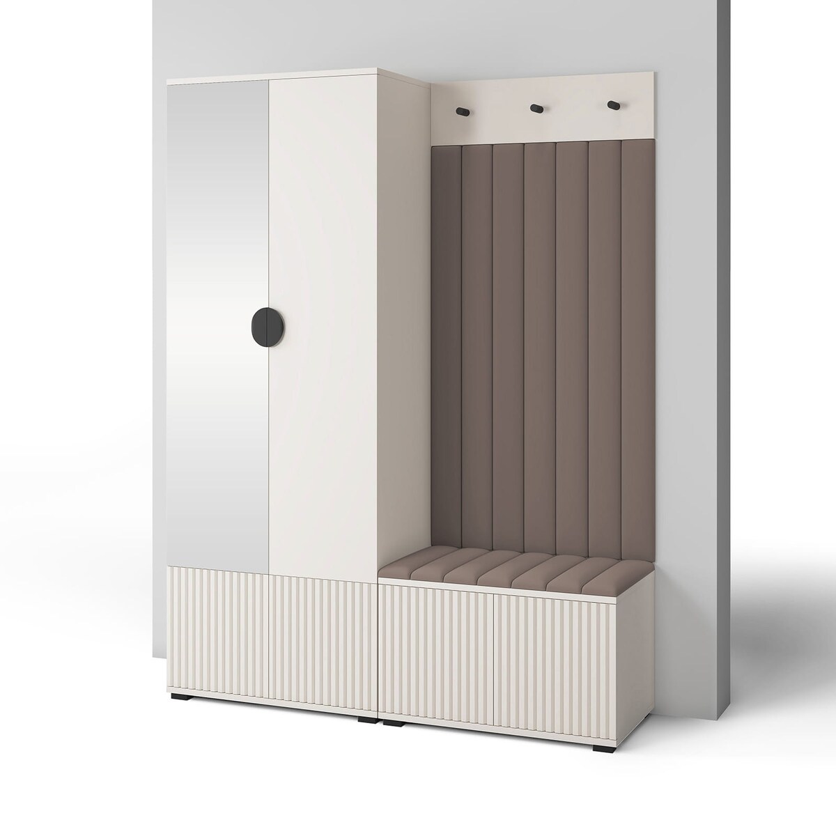 Garderoba ryflowana z lustrem Ritmo wersja 1 Trinity 06 Cashmere
