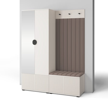 Garderoba ryflowana z lustrem Ritmo wersja 1 Trinity 06 Cashmere