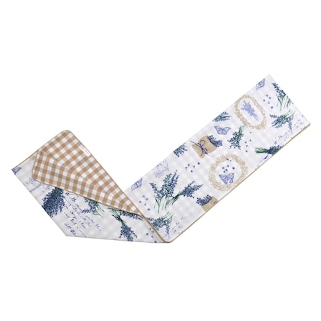 Dwustronny bieżnik Lavender & Beige Gingham – 50 × 220 cm