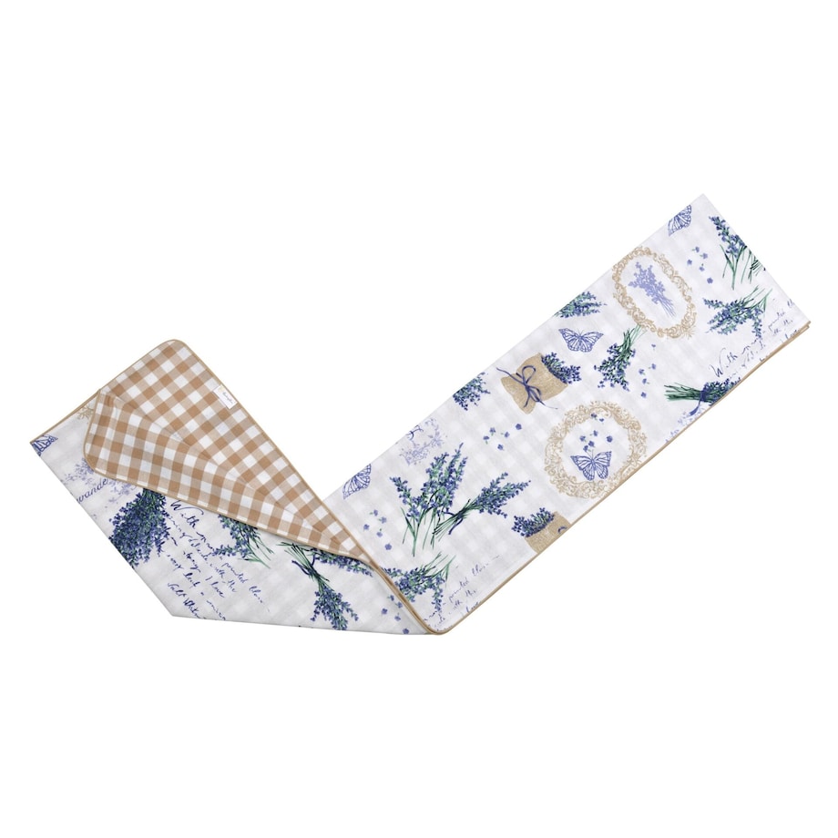 Dwustronny bieżnik Lavender & Beige Gingham – 50 × 220 cm
