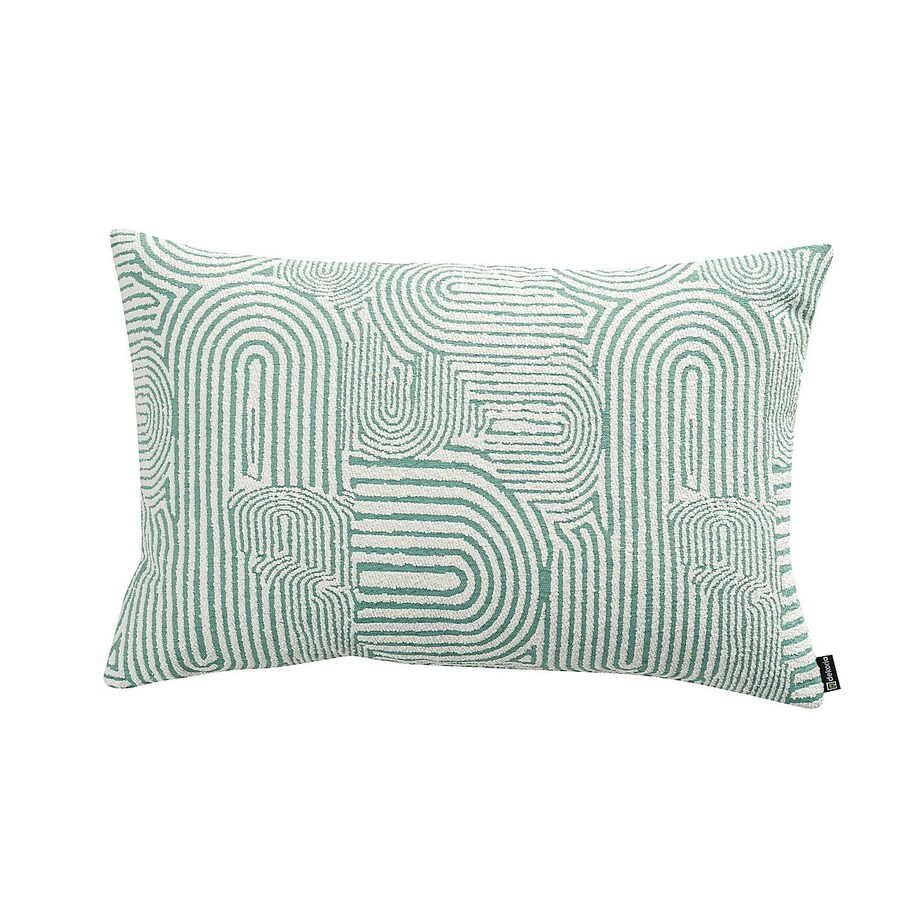 Poszewka Kinga na poduszkę prostokątną 47x28 miętowe łuki na kremowym tle
