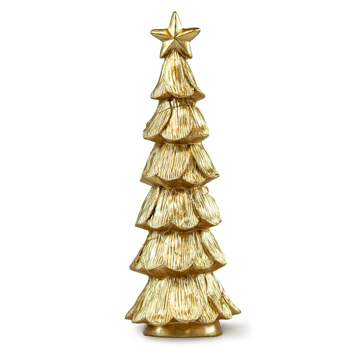 Choinka Led Złota Świecąca Figurka 28 Cm Ozdobna Dekoracja Świąteczna Na Baterie