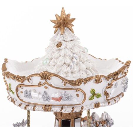 Dekoracja - karuzela z pozytywką 25x15x15 cm GIOSTRA-2 biało-złota