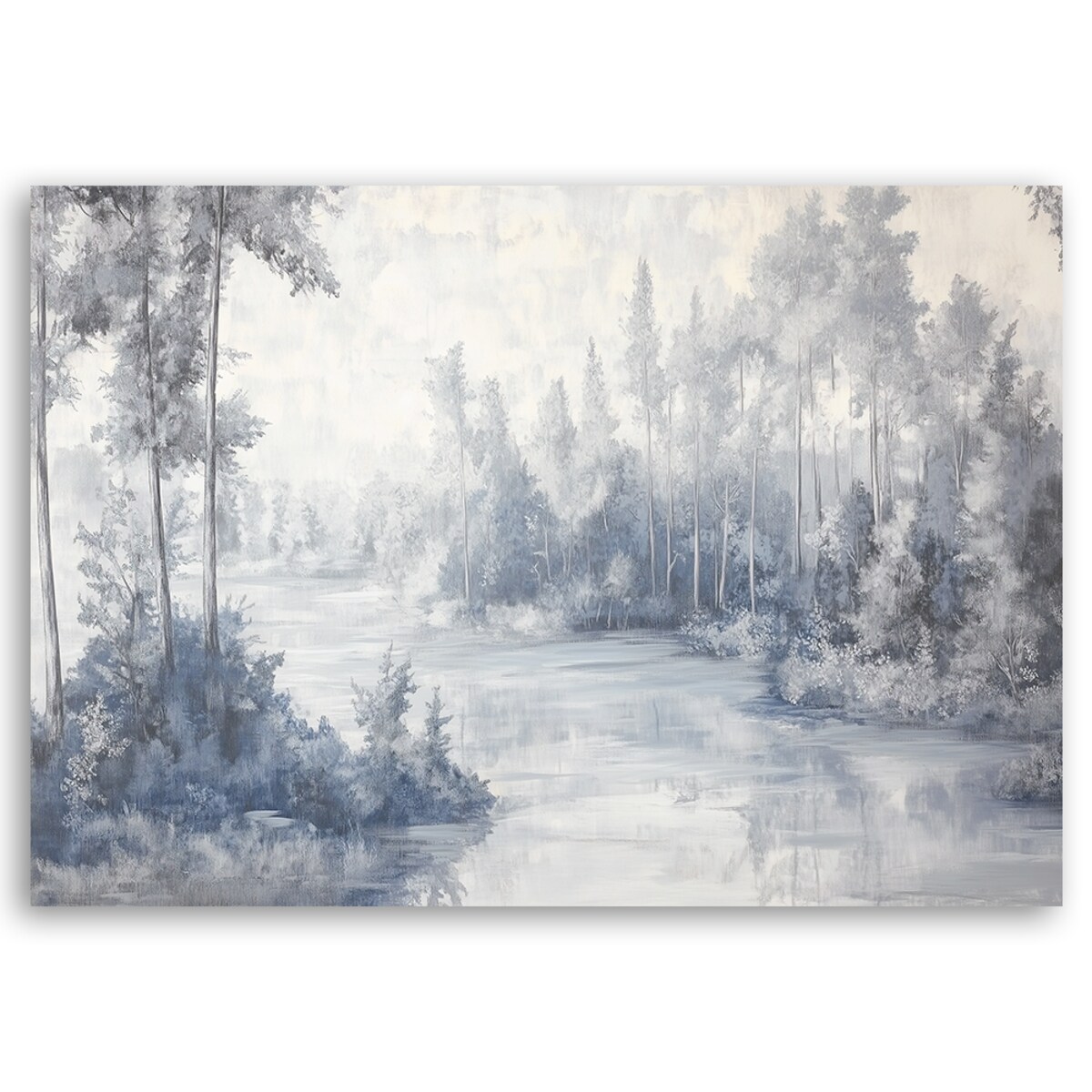 Obraz nowoczesny drukowany na płótnie canvas Rzeka drzewa natura szary do salonu 120x80