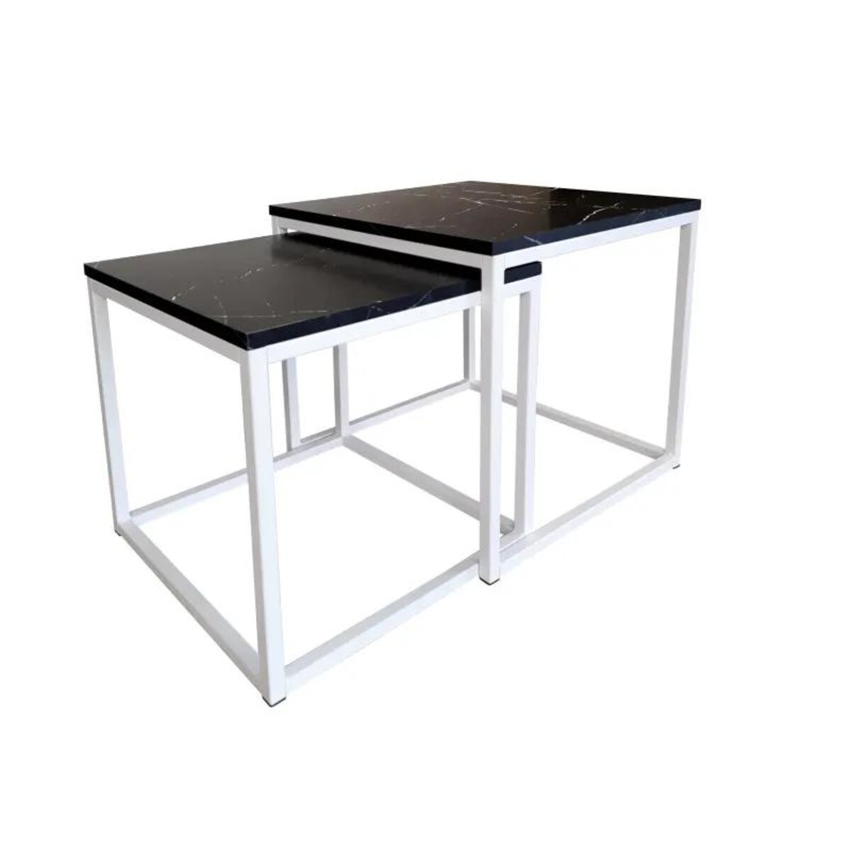Stolik kawowy 2w1 CUBE marmur czarny/biały