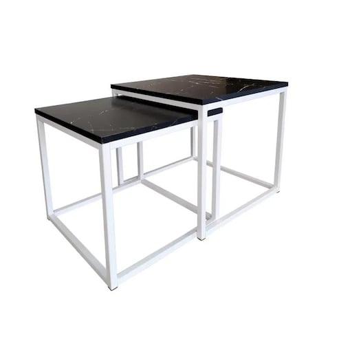 Stolik kawowy 2w1 CUBE marmur czarny/biały