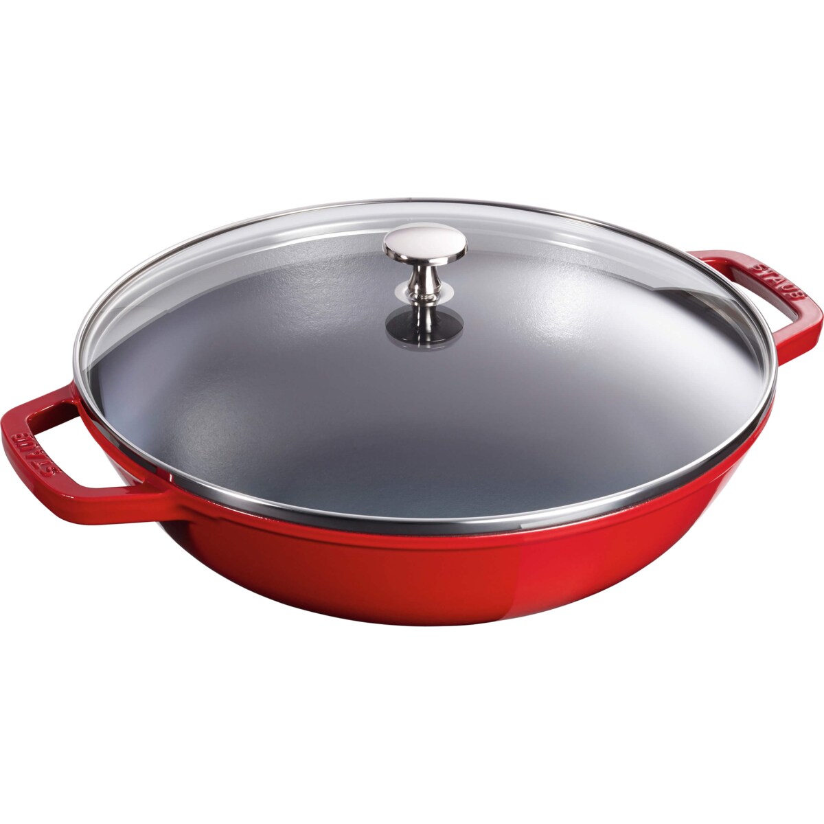 Wok żeliwny z pokrywką Staub - 30 cm, Czerwony