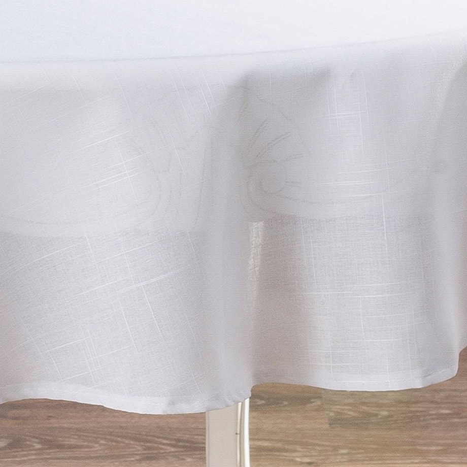 Obrus okrągły 130 x 130 cm prześwitujący biały