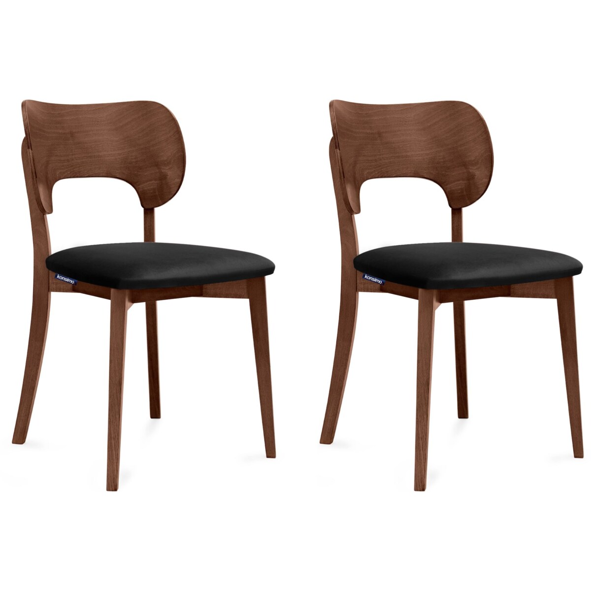 KONSIMO LYCO Krzesła loftowe, orzech ciemny, czarny, 2 szt
