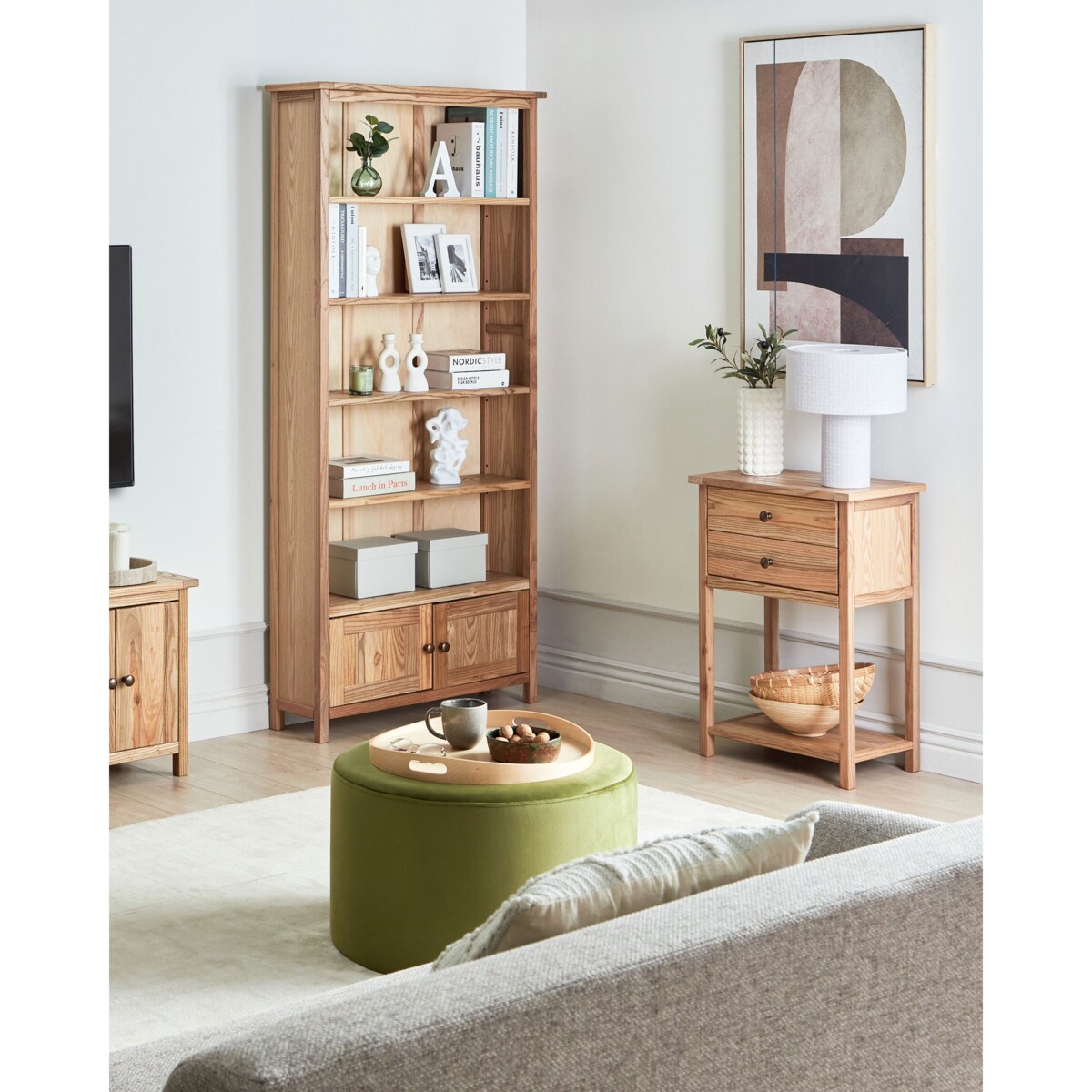 Konsola 2 szuflady 53 cm jasne drewno SALTON