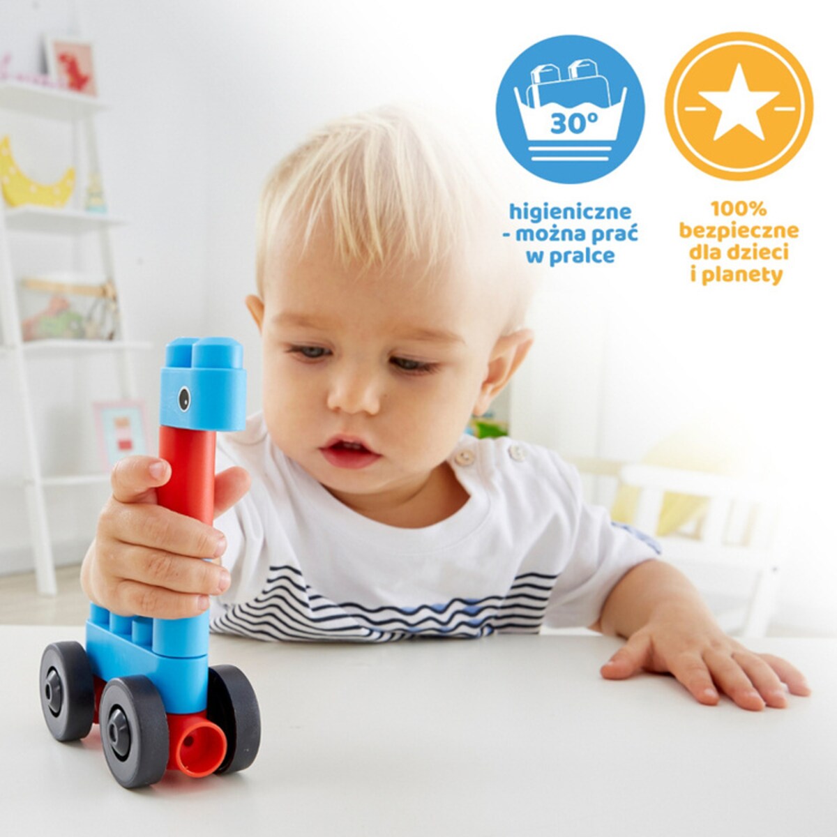 Miękkie Klocki Konstrukcyjne Auta i Zwierzęta 6 el. 18m+ PolyM