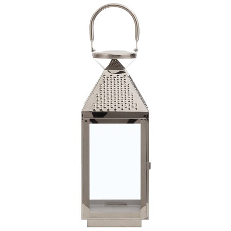Lampion stalowy 40 cm srebrny BALI