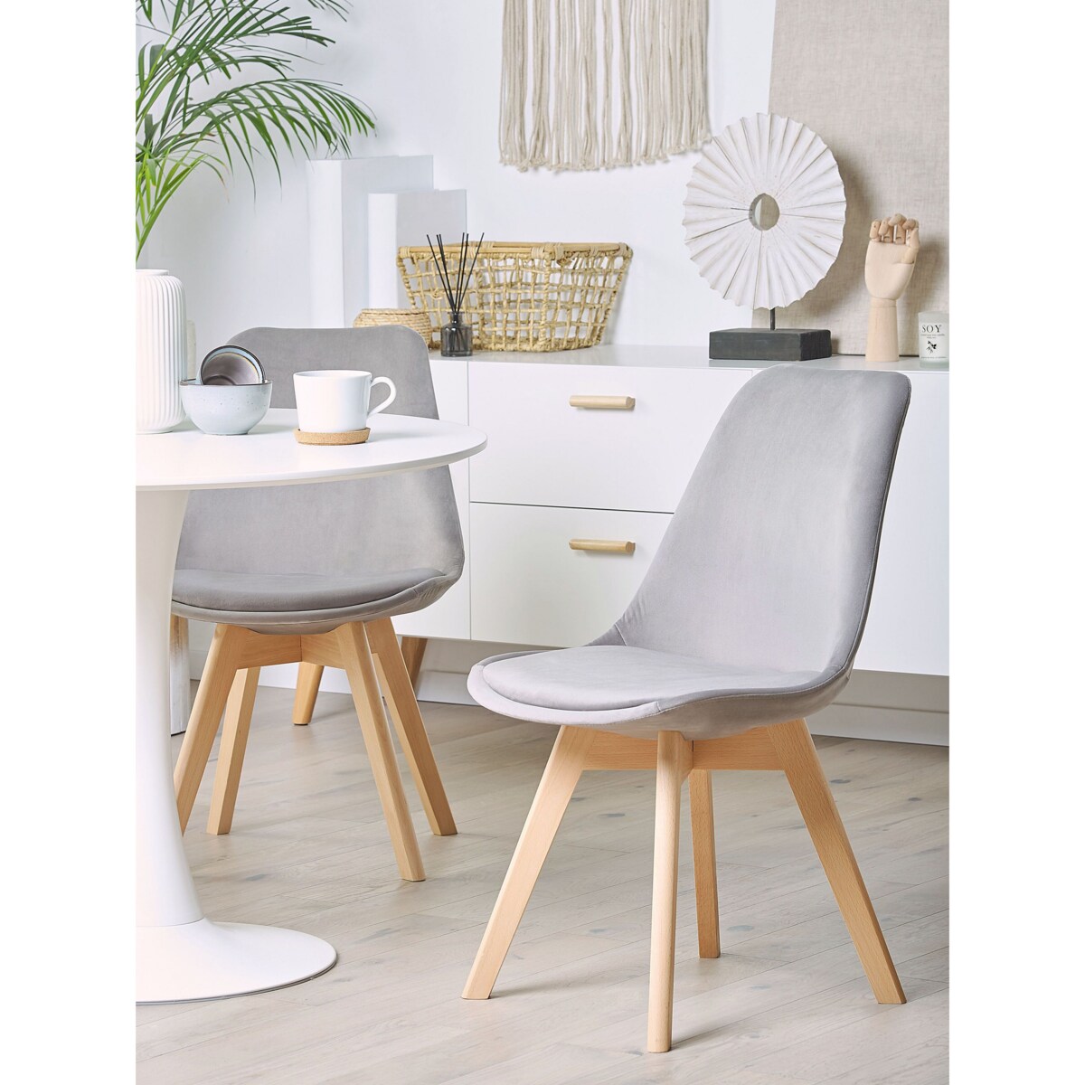 Zestaw 2 krzeseł do jadalni welurowy szary DAKOTA II