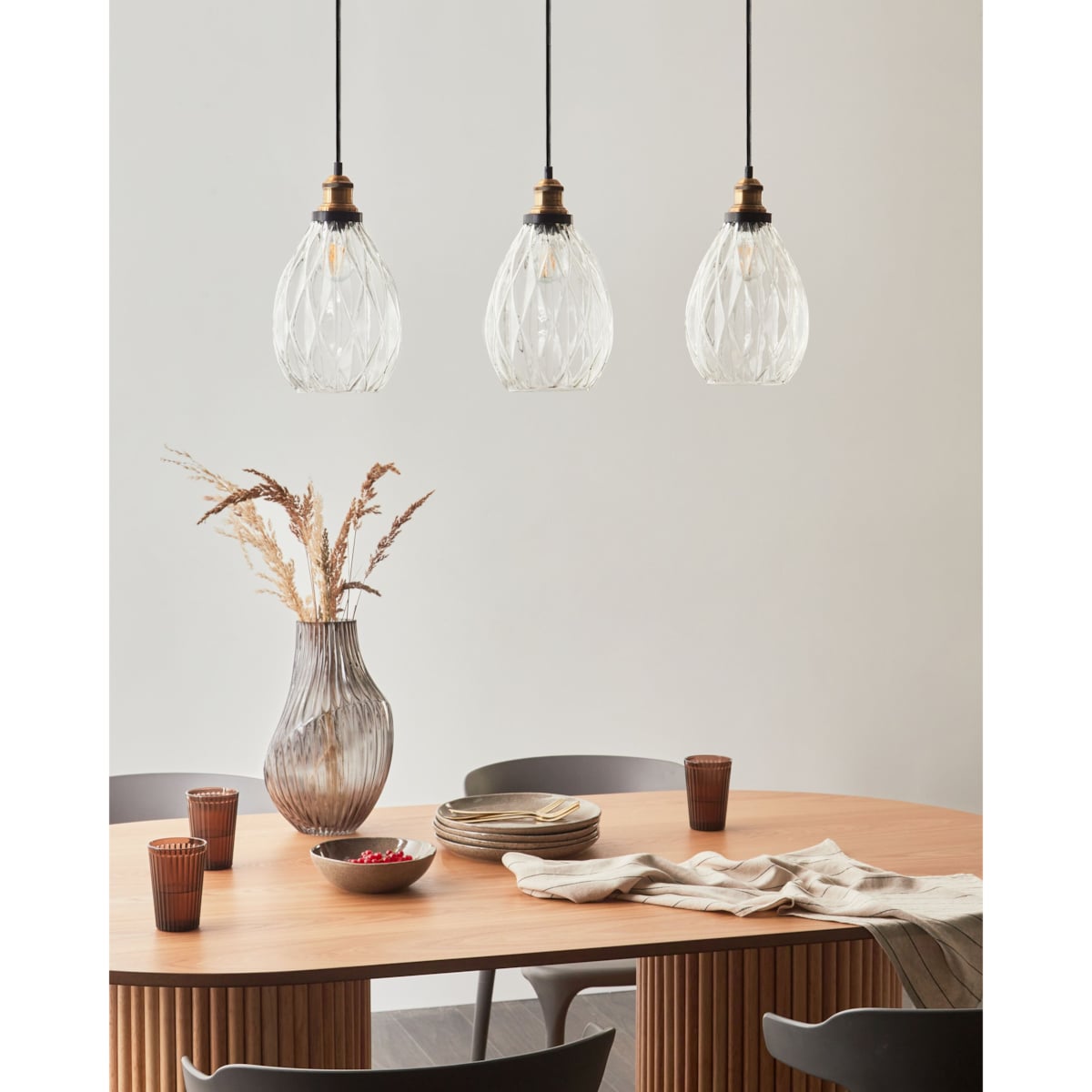 Lampa wisząca szklana 3-punktowa przezroczysta COOSA