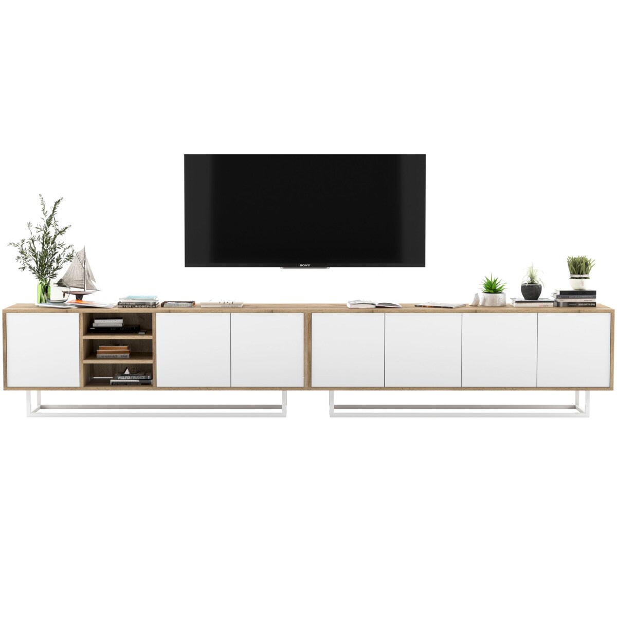 Szafka RTV Loft Komoda RTV Industrialna Biały MAT 300 cm