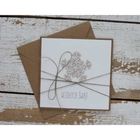 Stylowa ręcznie robiona kartka świąteczna na Boże Narodzenie śnieżynka 2
