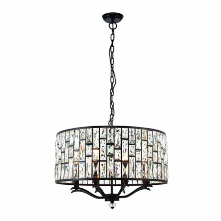 Wisząca lampa glamour Bele 69391 Endon kryształ czarny okrąg przezroczysty
