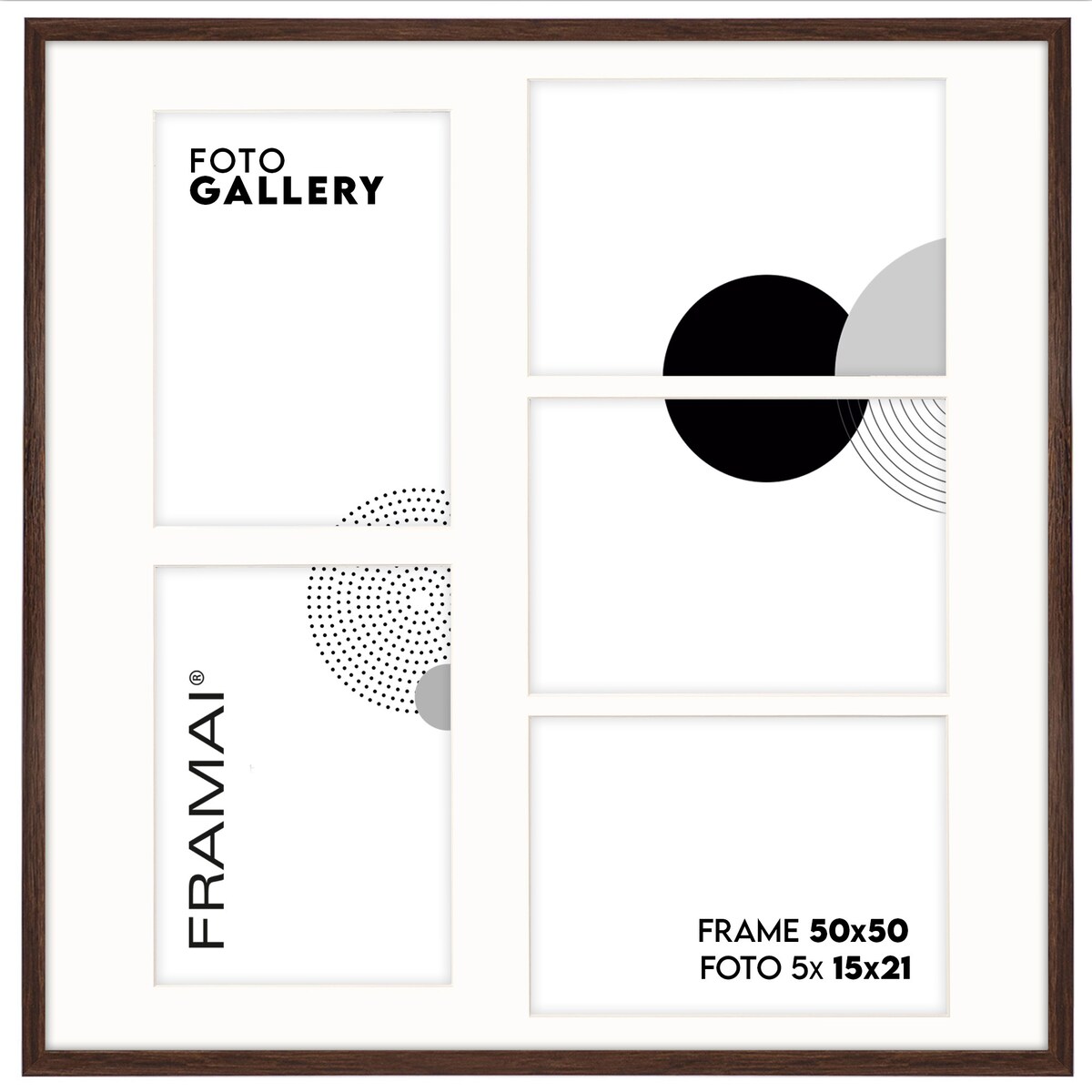Ramka na zdjęcia 5x 15x21 cm brązowa galeria na 5 zdjęć multirama collage 50x50 cm FRAMAI