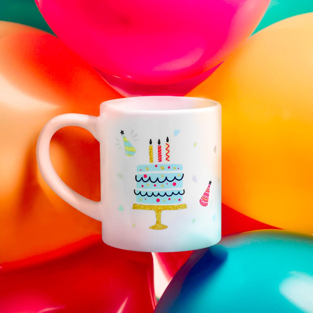 Ceramiczny kubek z uchwytem HAPPY BIRTHDAY do kawy herbaty czekolady 250ml - prezent upominek na urodziny dla kobiety faceta babci dziadka mamy taty