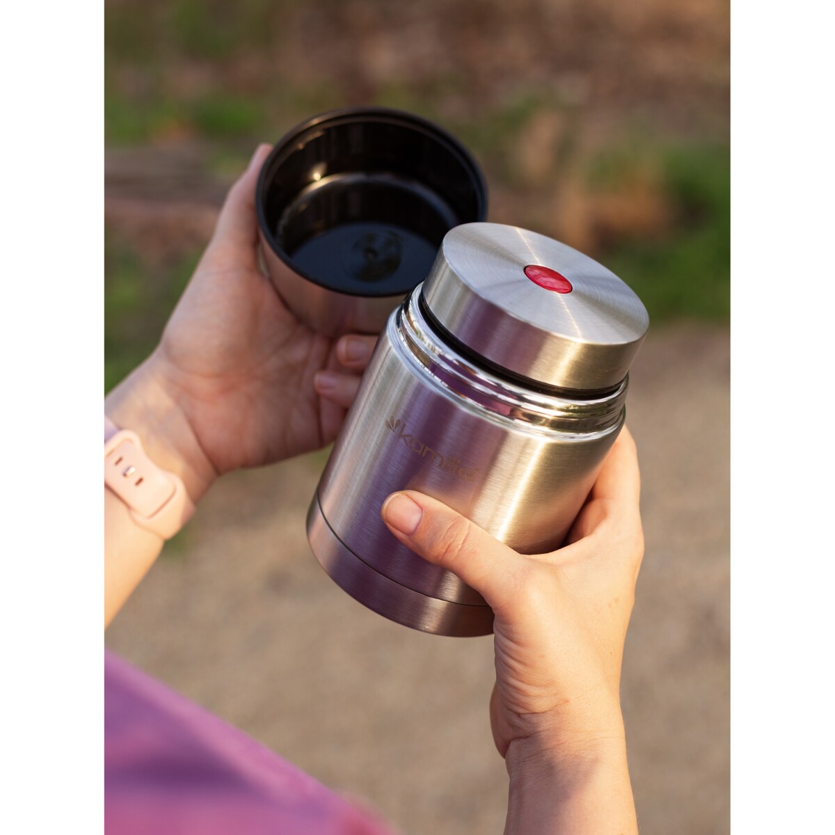 Stalowy termos obiadowy lunchbox lunch box na zupę obiad 0.5L KAMILLE