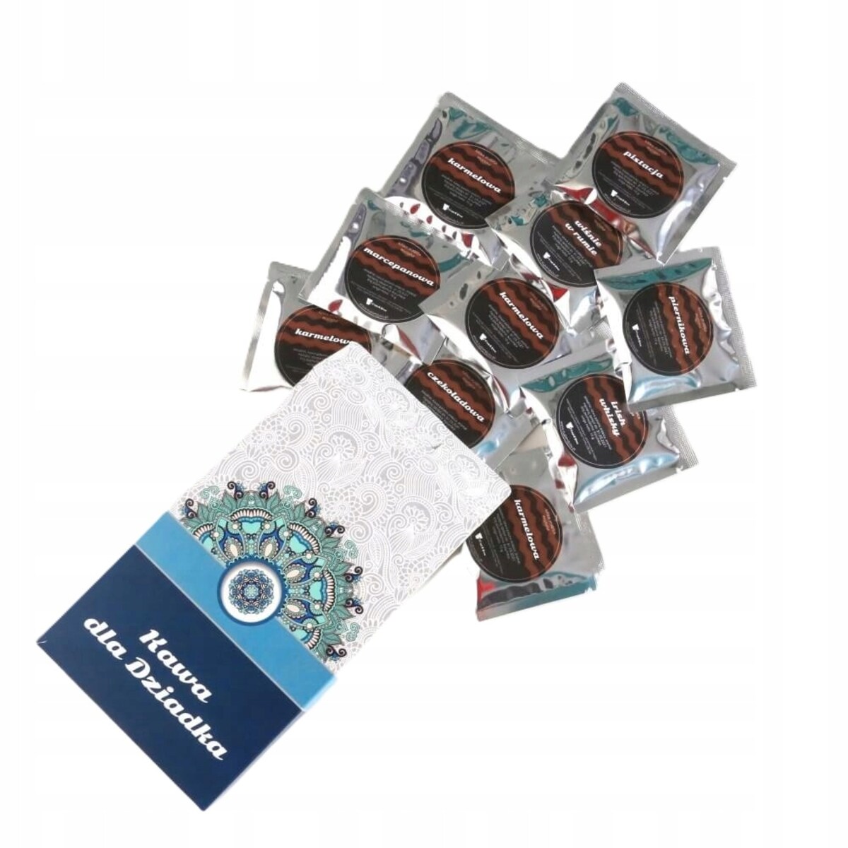 Zestaw 10 różnych kaw smakowych KAWA DLA DZIADKA - box prezentowy upominkowy z kawami deserowymi premium prezent upominek na Dzień Dziadka 60 70 80 90 urodziny