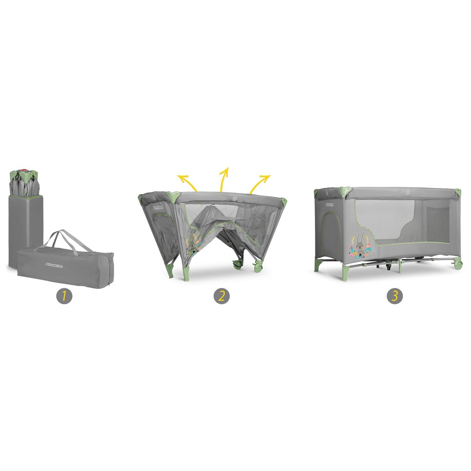 Łóżeczko turystyczne dla dziecka składane podróżne kojec Ricokids + materac + torba