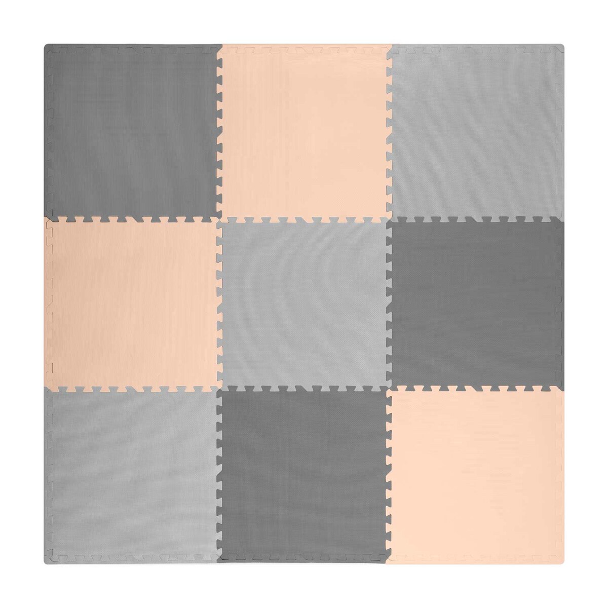 Duża mata piankowa puzzle piankowe 180x180cm 9szt Ricokids szaro-brzoskwiniowa