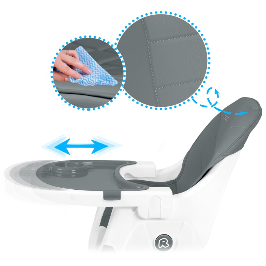 Krzesełko do karmienia dla dzieci Ricokids Mani szare 3w1 regulowane fotelik tacka