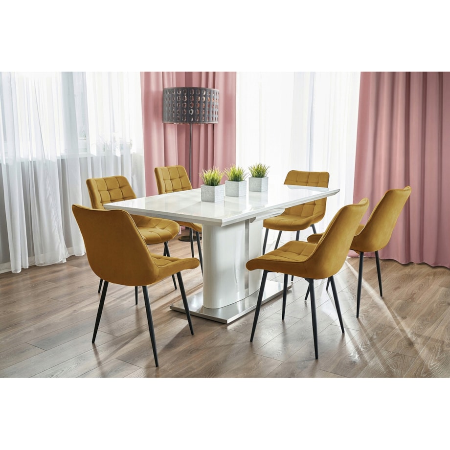 Krzesło tapicerowane welurowe MISTY musztardowe