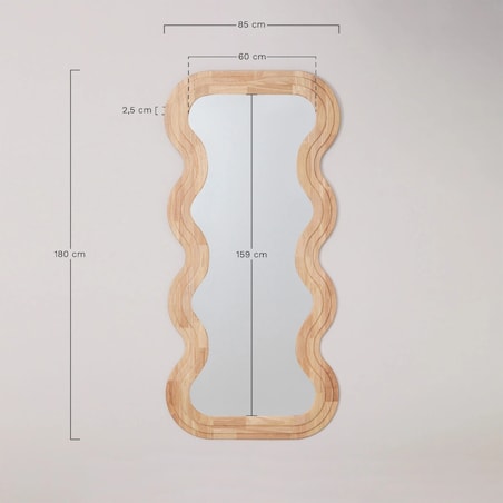 Lustro ścienne z drewna dębowego 85x180 cm Lierta