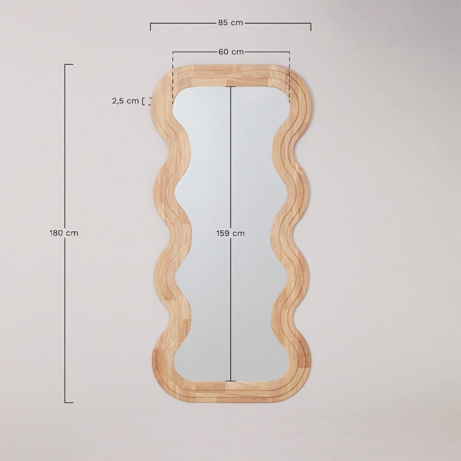 Lustro ścienne z drewna dębowego 85x180 cm Lierta