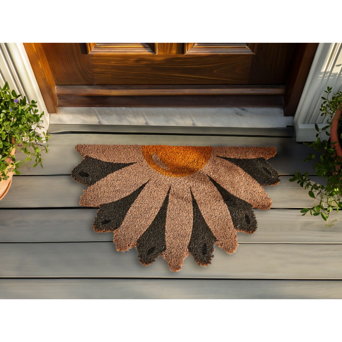 Wycieraczka kokosowa w kształcie kwiatu 40 x 60 cm wielokolorowa HOTAKA