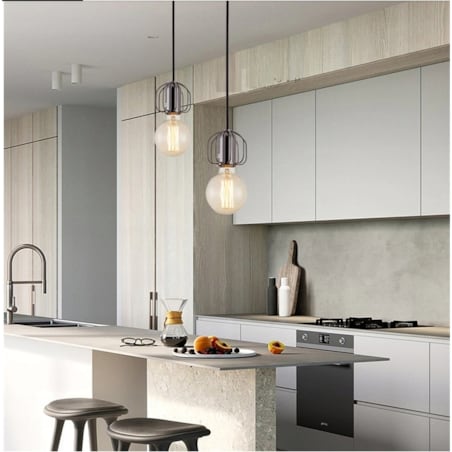 Lampa Sufitowa Wisząca Srebrna W Stylu Loft Chrom